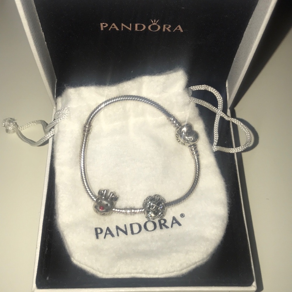 An authentic Pandora bracelet with two charms